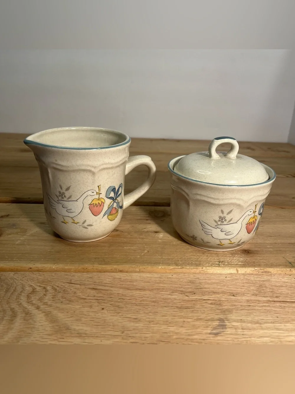 International Stoneware Marmalade Creamer Sugar Bowl Dish Japan Goose Cottagecor